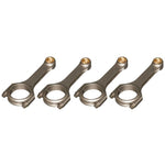 Set of six Eagle forged H-beam steel connecting rods for Toyota 7M-GTE engine featuring ARP 2000 bolts.