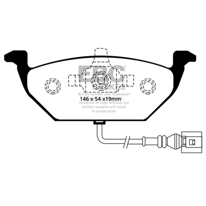 Set of EBC Brakes Yellowstuff front performance brake pads in signature yellow finish.