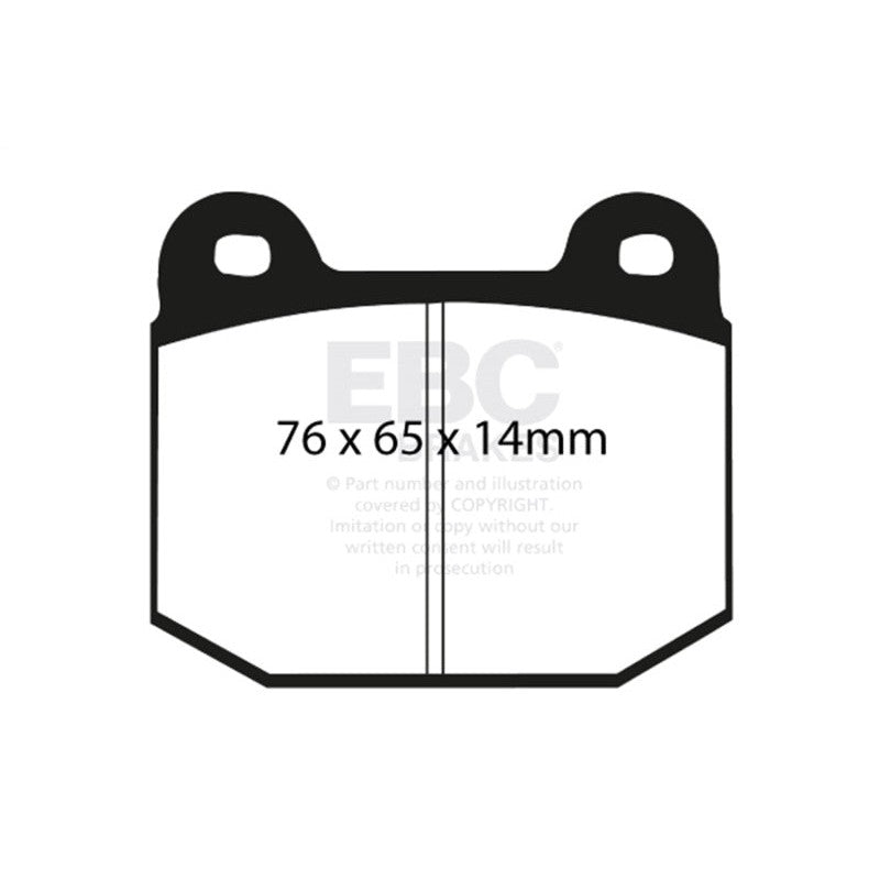 EBC Brakes Ultimax2 rear brake pads UD961 featuring a black finish, slotted center, and chamfered edges.