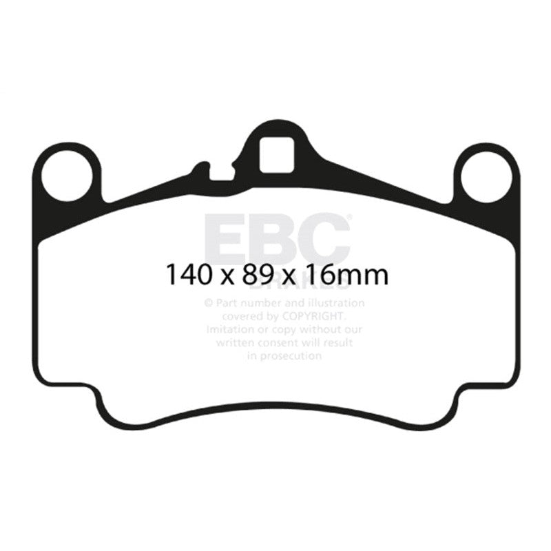 EBC Brakes Redstuff ceramic front brake pad set for Porsche 911 with cast iron rotors.
