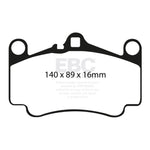 EBC Yellowstuff high-friction aramid fiber front brake pads for 1998-2012 Porsche 911 with cast iron rotors.