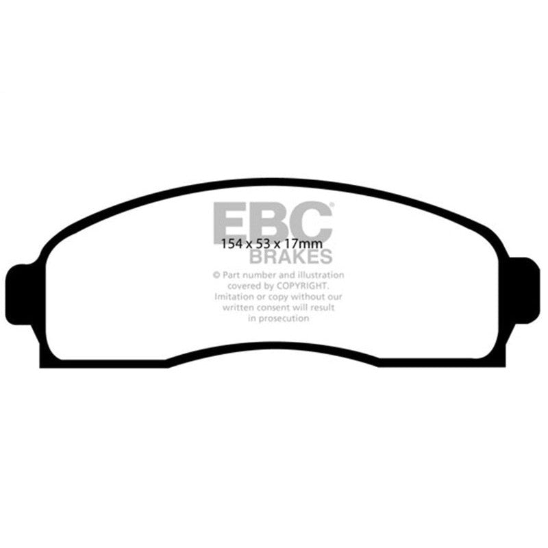 EBC Greenstuff heavy-duty front brake pads with green friction material for truck and SUV applications.