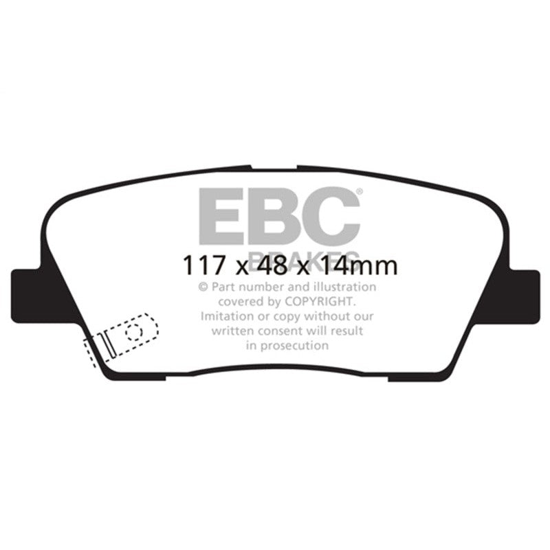 EBC Yellowstuff high-performance aramid fiber rear brake pads with yellow finish.