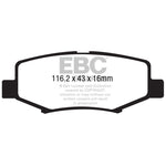 EBC Brakes Extra Duty rear brake pads featuring carbon granule friction material and NUCAP piston insert shims
