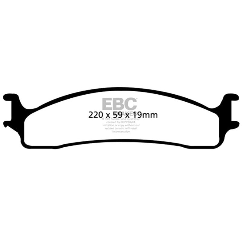 EBC Brakes Extra Duty front brake pads with NUCAP shims for 2003-2008 Dodge Ram 1500, 2500, and 3500 trucks.