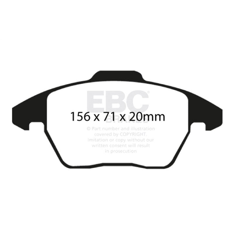 EBC Brakes Yellowstuff front brake pad set showing yellow aramid fiber friction material