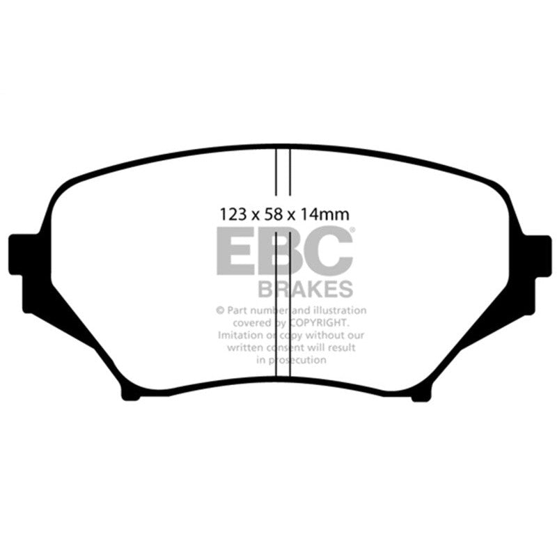 EBC Brakes Yellowstuff high-friction front brake pads for 2006-2015 Mazda MX-5 Miata.