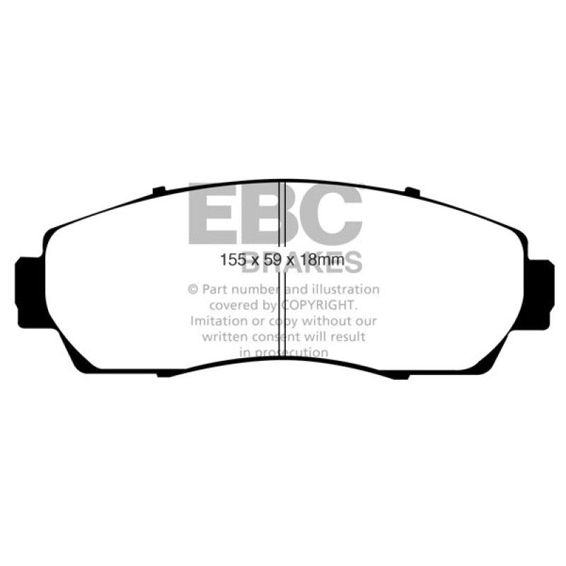 EBC Brakes Redstuff ceramic front brake pad set with red finish and Brake-In surface coating