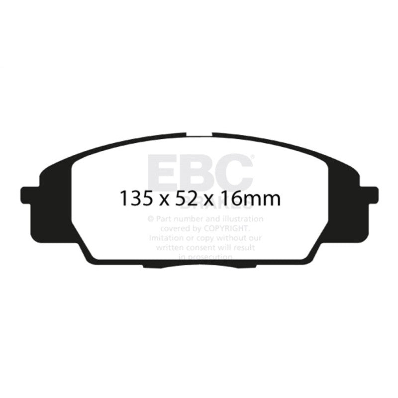 EBC Yellowstuff front brake pads DP41254R with yellow backing plates and high-friction aramid friction material.