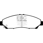 EBC Brakes Ultimax2 black-coded front brake pads UD1280 with shims and hardware for Acura MDX, RLX, and ZDX.