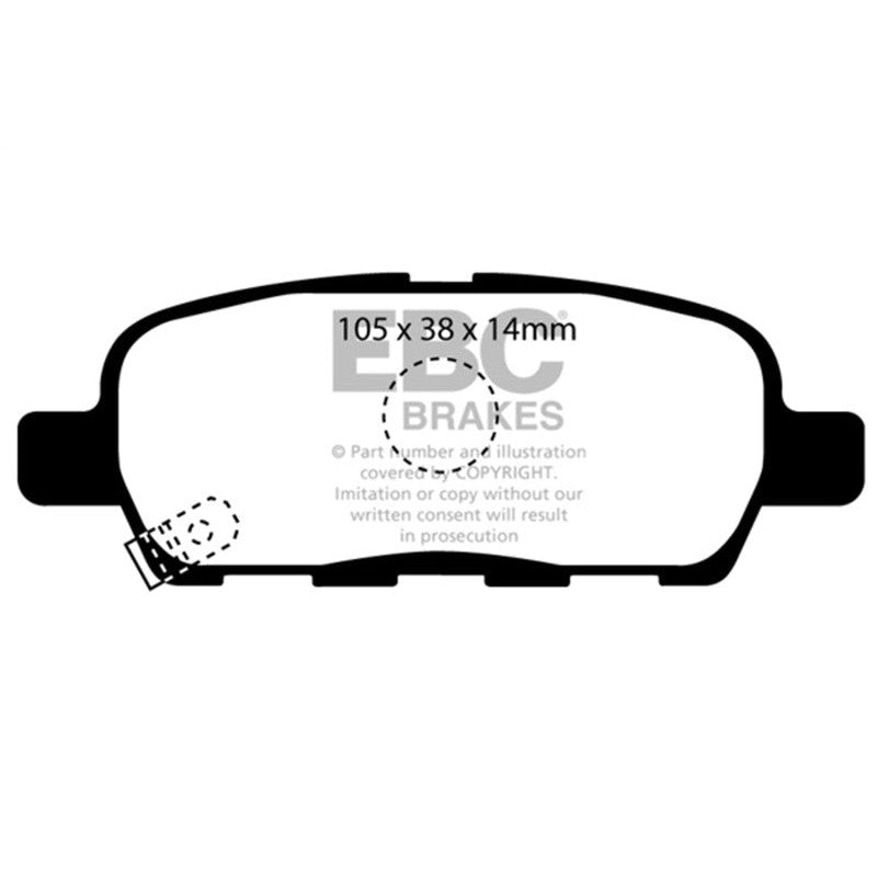 EBC Brakes Ultimax2 rear brake pads UD1288 with anti-noise shims and chamfered edges