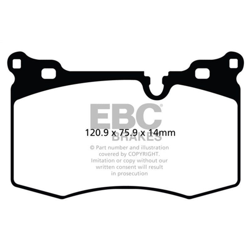 EBC Brakes Redstuff ceramic front brake pad set for 2009-2015 Mini Cooper John Cooper Works.