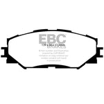 EBC Brakes Ultimax2 front brake pad set showing shimmed and chamfered friction material for Toyota and Lexus vehicles.