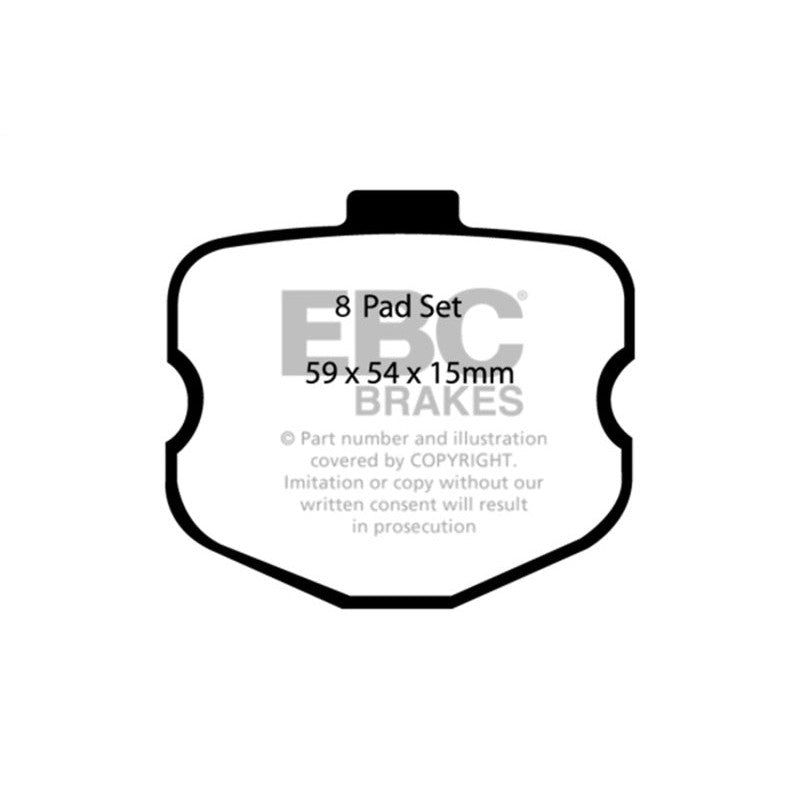EBC Redstuff rear brake pads with red Brake-In coating for 2009-2013 Chevrolet Corvette Grand Sport and Z06.