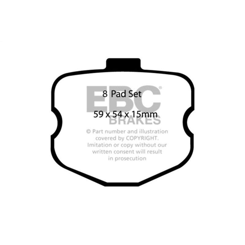 Yellow EBC Brakes Yellowstuff high-performance front brake pads for 2009-2013 Chevrolet Corvette Z06 and Grand Sport