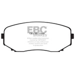 Set of EBC Brakes Redstuff ceramic front brake pads with red friction material and Brake-In bed-in coating.