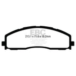 EBC Brakes Extra Duty front brake pads with NUCAP shims for 2013-2022 Ford F-250 and F-350 Super Duty trucks.