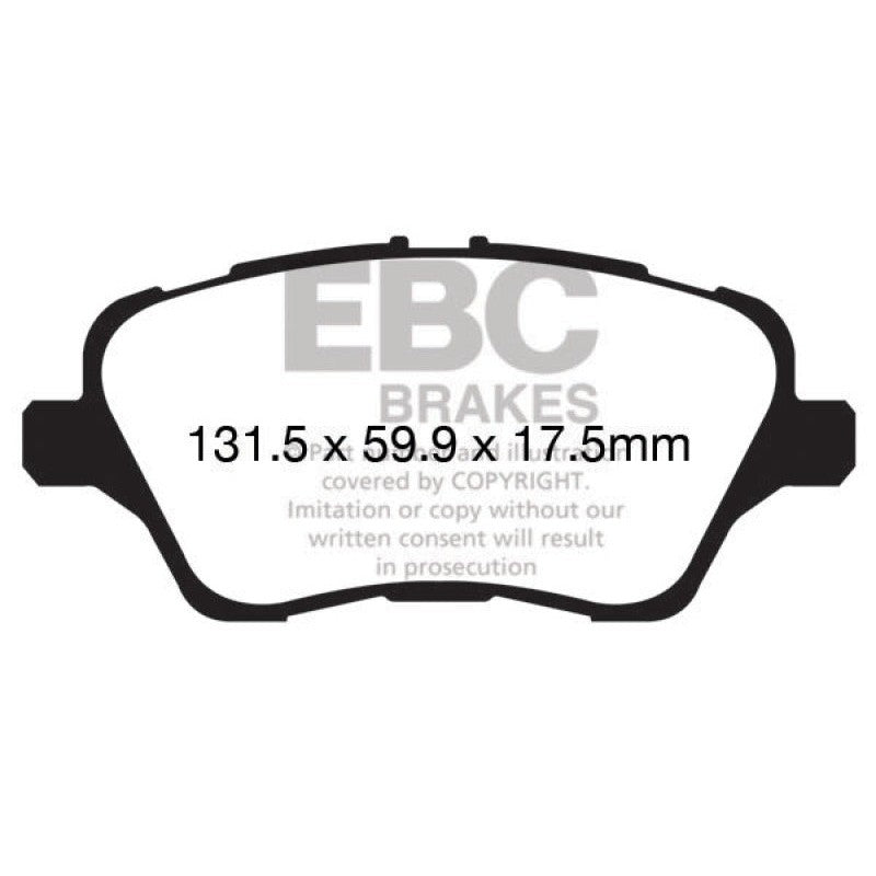 EBC Brakes Redstuff front brake pads (DP32149C) for 2014-2019 Ford Fiesta SE and ST models.