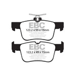 EBC Yellowstuff rear brake pads featuring signature yellow friction material and black backing plates
