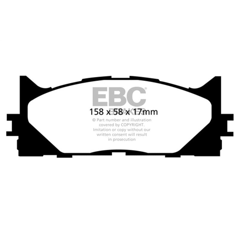 EBC Brakes Ultimax2 front brake pads featuring shimmed, slotted, and chamfered friction material.