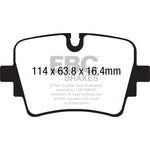 EBC Yellowstuff high-performance rear brake pads for Jaguar F-Type 5.0L Supercharged with cast iron rotors.