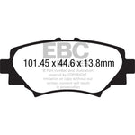 EBC Redstuff ceramic rear brake pads with red finish and Brake-In coating for 2014-2017 Mazda 3 Japan Build models.