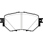 EBC Brakes Yellowstuff front brake pads showing the signature yellow coating and aramid fiber friction material.