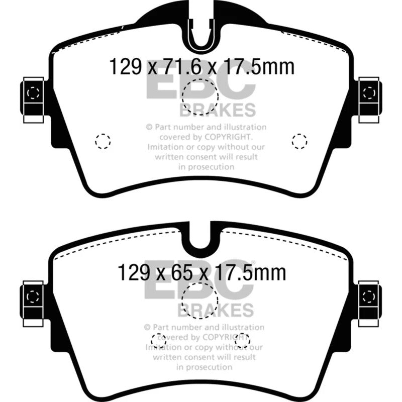 EBC Yellowstuff front brake pad set with aramid fiber friction material for 2014-2023 Mini Cooper.