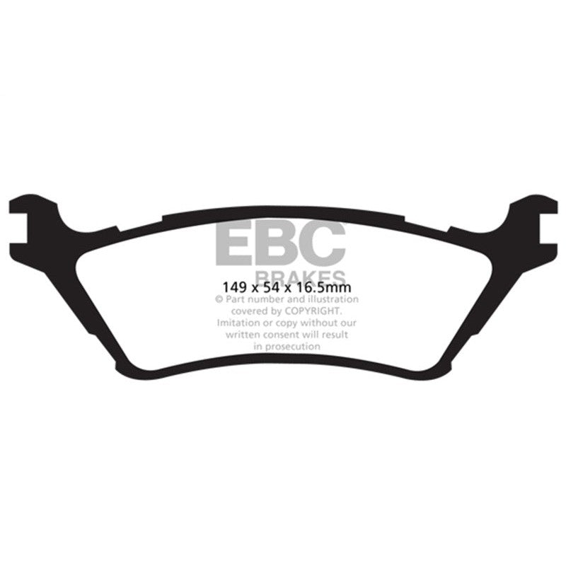 EBC Brakes Extra Duty rear brake pads with carbon granule friction material and NUCAP shims for Ford F-150.