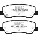 A set of EBC Yellowstuff high-performance rear brake pads for S550 Ford Mustang.