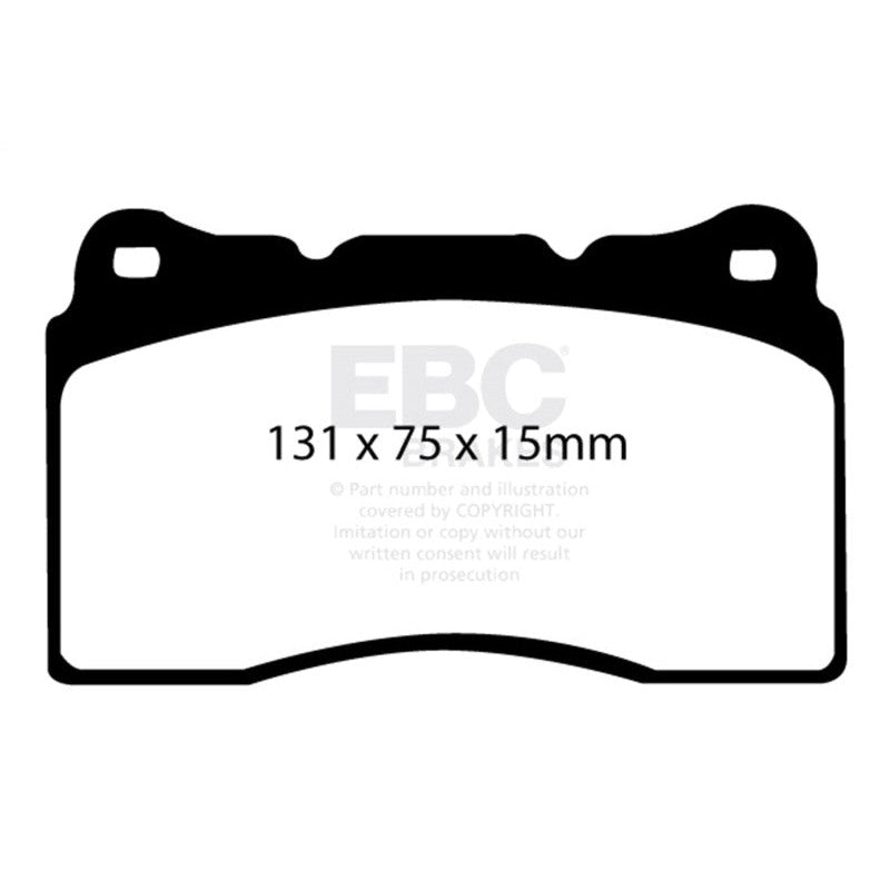 EBC Yellowstuff DP41210R high-friction aramid fiber front brake pads for high-performance vehicles.