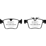 EBC Ultimax2 UD1821 rear brake pads showing the shimmed, slotted, and chamfered friction material.