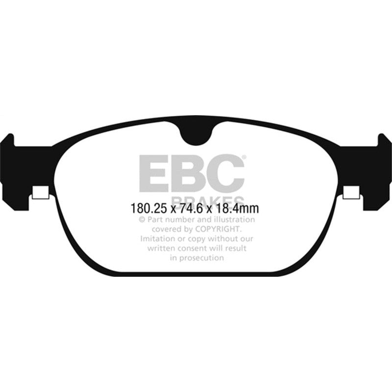 EBC Brakes Redstuff ceramic front brake pads with red finish and Brake-In surface coating