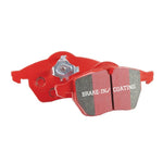 EBC Redstuff rear brake pads with red backing plates and red Brake-In surface coating