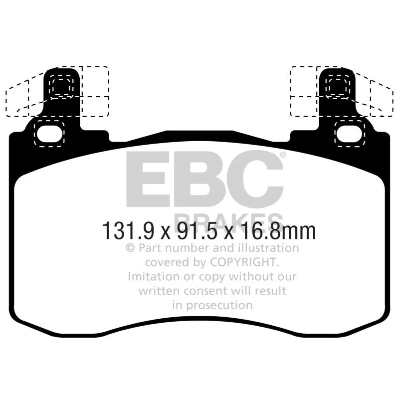 Set of EBC Greenstuff performance front brake pads (DP22356) for 2.0L Genesis G70 and Kia Stinger.