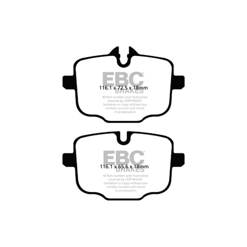 EBC Brakes Yellowstuff rear brake pads with yellow friction material and aramid fiber compound.