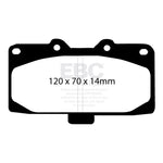 EBC Yellowstuff front brake pads (DP41200R) for 1989-2007 Nissan 300ZX and Subaru Impreza WRX STI.