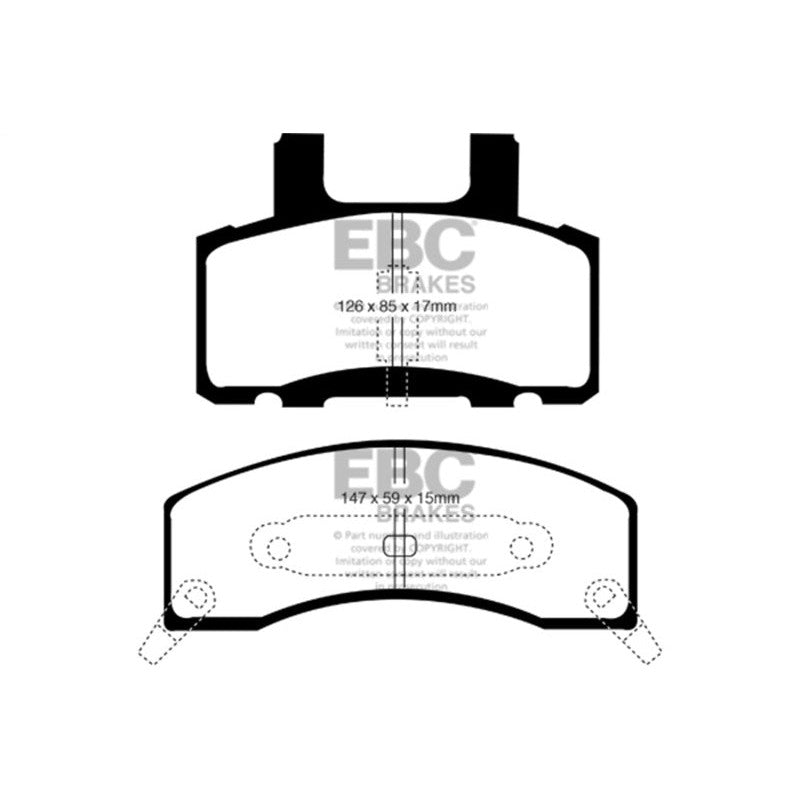 EBC Greenstuff heavy-duty front brake pads for 1987-2002 trucks and SUVs.
