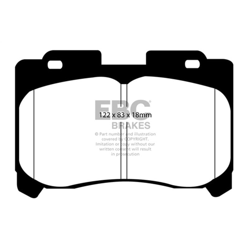 EBC Redstuff ceramic-enhanced front brake pads for 1993-1998 Toyota Supra Twin Turbo.