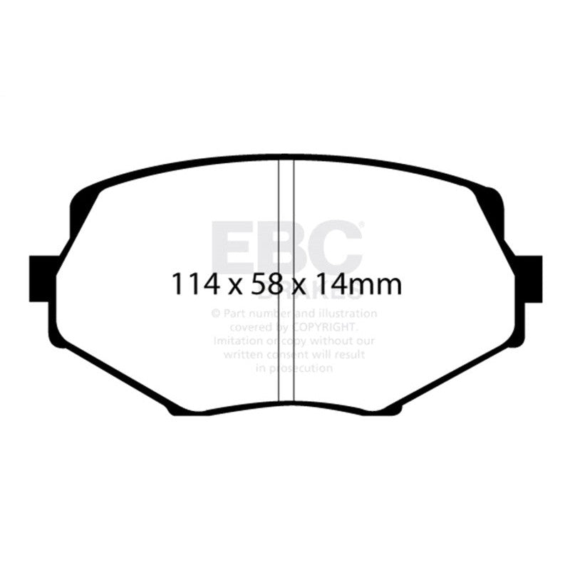 EBC Greenstuff series DP21002 front brake pad set in green finish for 1994-2005 Mazda Miata.