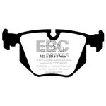 EBC Greenstuff performance rear brake pads with green friction material and black steel backing plates