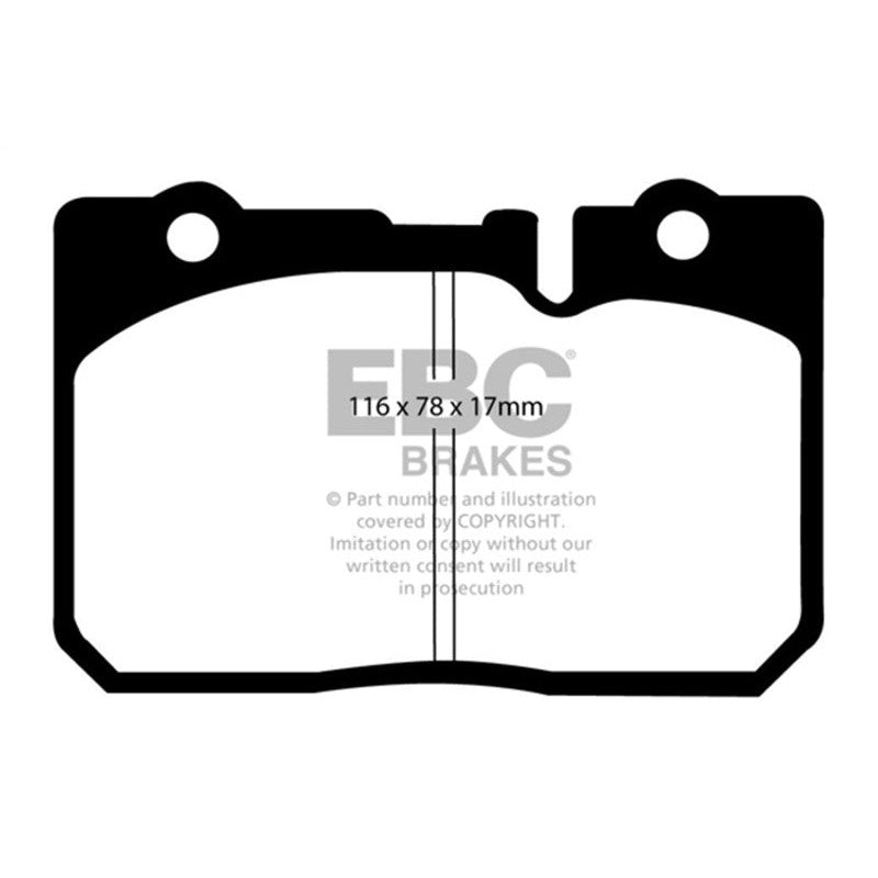 EBC Brakes Yellowstuff high-performance aramid fiber front brake pads for 1995-2000 Lexus LS400.