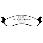 EBC Brakes Yellowstuff high-performance front brake pads for heavy-duty Dodge and Ford vehicles.