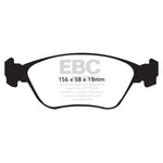 EBC Redstuff front brake pads with red ceramic friction material and Brake-In surface coating for Volvo C70, S70, and V70.