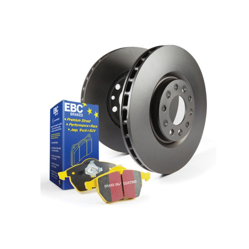 EBC S13 brake kit with black-coated rotors and performance brake pads for 2002-2015 Acura and Honda models.