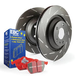 EBC S4 brake kit with Redstuff ceramic pads and black Geomet coated USR slotted rotors for Acura TL