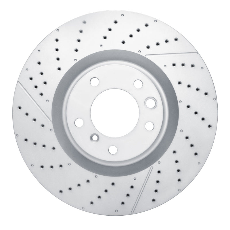 DFC GeoSPEC drilled and slotted silver-coated front brake rotor for Mercedes-Benz G63 and G65 AMG.