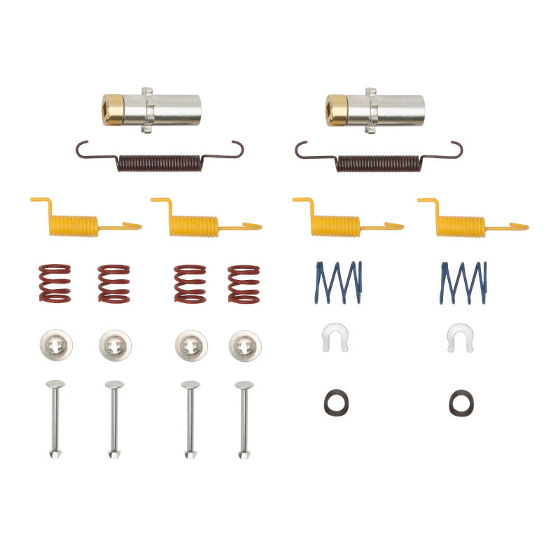 DFC 370-72005 parking brake drum hardware kit featuring various springs, pins, and clips for a complete axle installation.