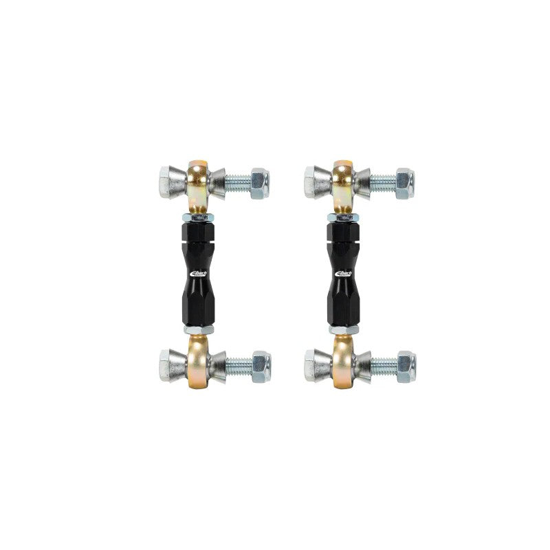 Eibach rear adjustable anti-roll end link pair with chromoly rod ends and hex adjustment bodies.
