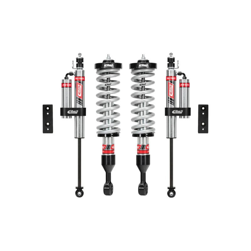 Eibach PRO-TRUCK-LIFT Stage 2R suspension kit featuring front coilovers and rear shocks with external reservoirs.